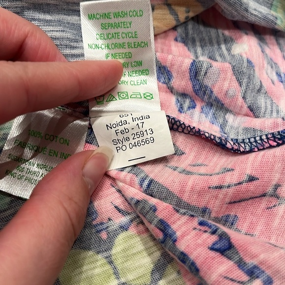 Lilly Pulitzer All Aglow Floral 3/4 Length Sleeve Tilda Tunic Top Tassel Sz XS - Picture 8 of 9